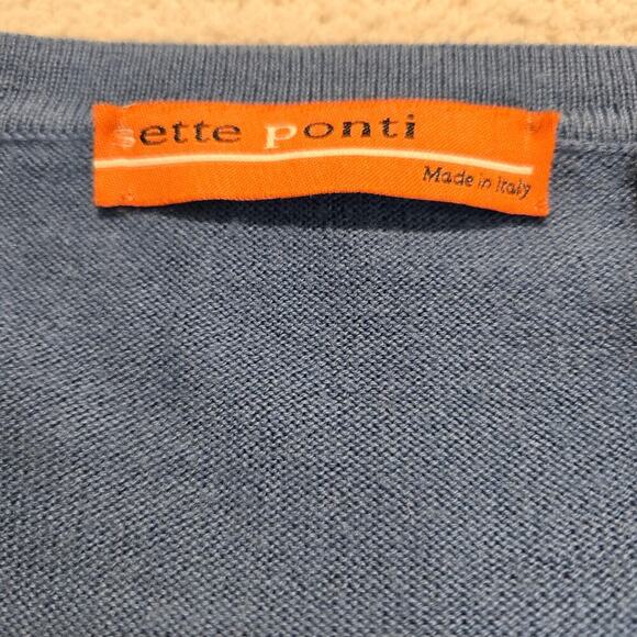 Sette Ponti Blue Argyle Sweater Made in Italy Merino Wool blend V-neck Men's XXL - Picture 2 of 10